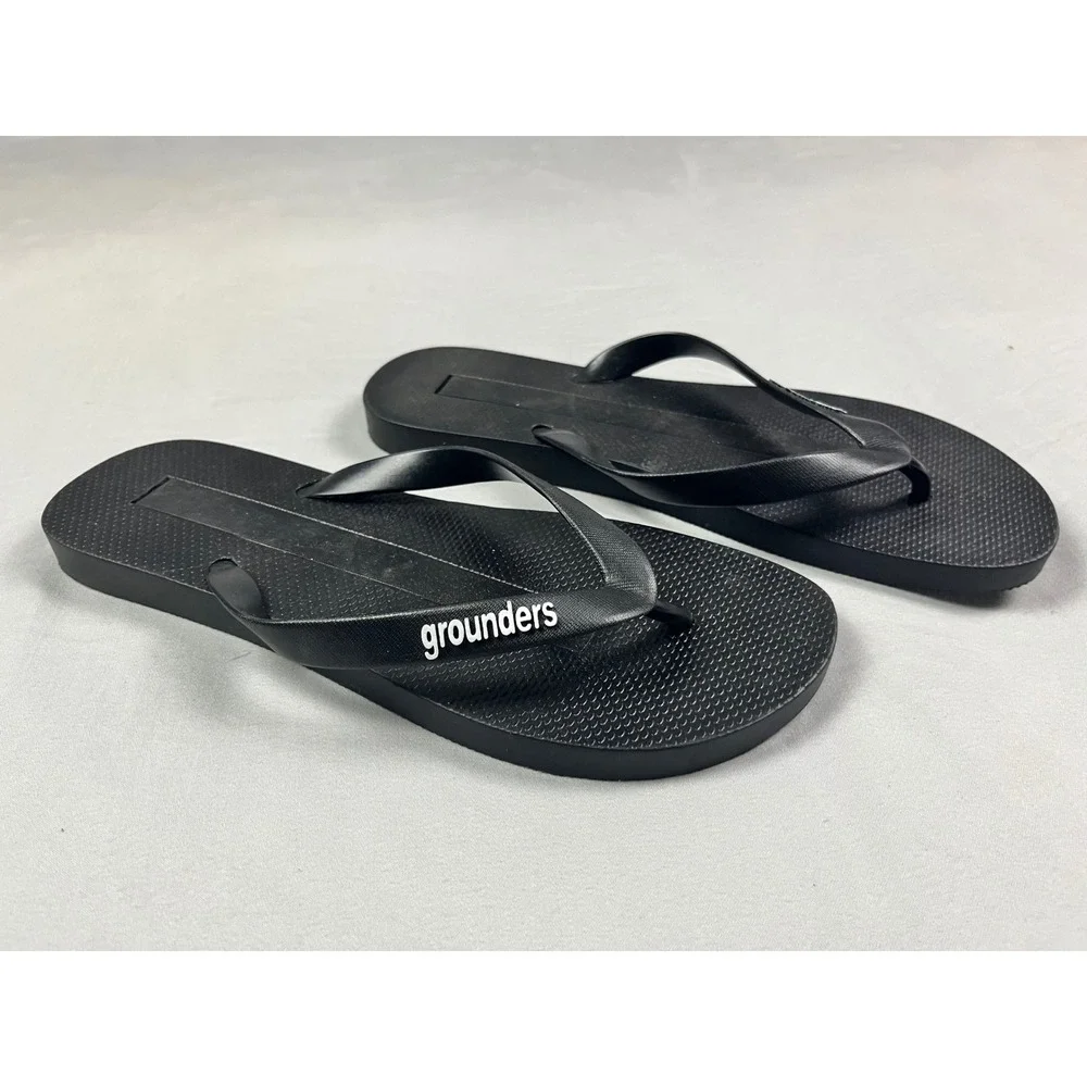 Grounders Mens Black Flip Flops Thong Sandals Size 11 Grounding Earthing New